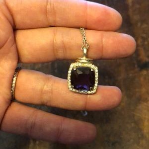 Faux Purple Gem Necklace